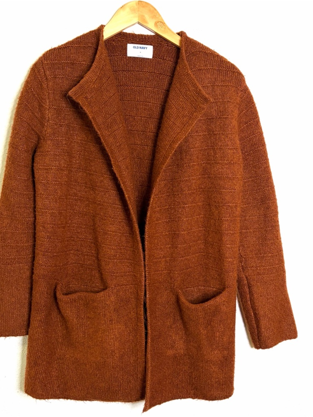 Old Navy Burnt Orange Open-Front Women's Cardigan sweater jacket duster M - Picture 2 of 7